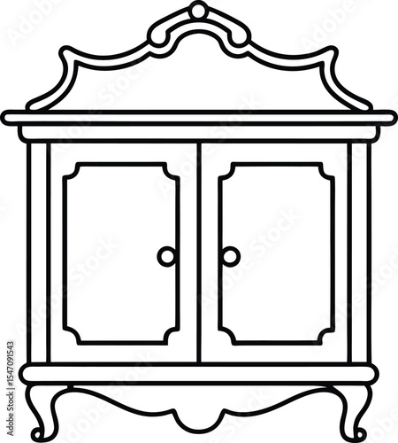 Vintage Cabinet Outline with Ornate Edges.