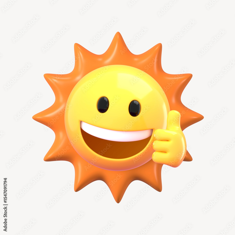 Fototapeta premium 3D Thumbs up sun, element illustration