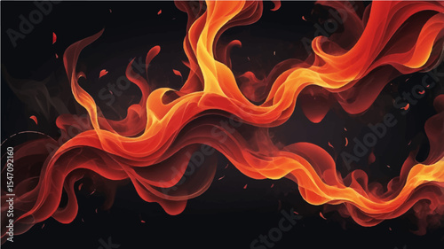 Abstract fire flames with smoke on a dark background showing heat and glowing motion