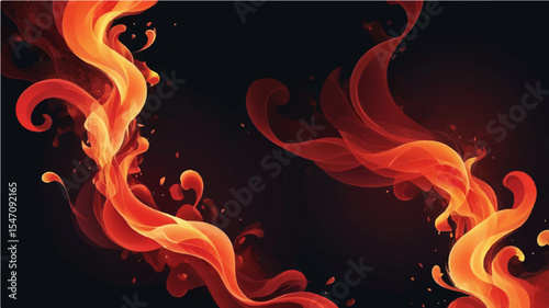 Abstract fire flames with smoke on a dark background showing heat and glowing motion
