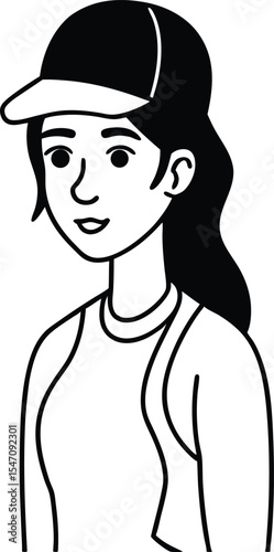 Young Woman Avatar Wearing Backward Cap.