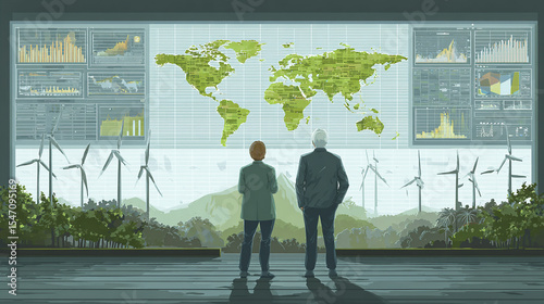 Investors analyzing ESG data to make responsible investment decisions.