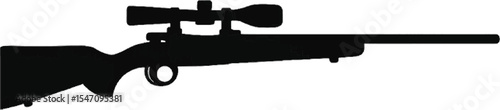 Scoped Rifle Silhouette Vector Black and White PNG Transparent Background