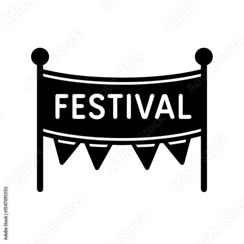 Festival banner icon in filled style – representing festive entrance decoration