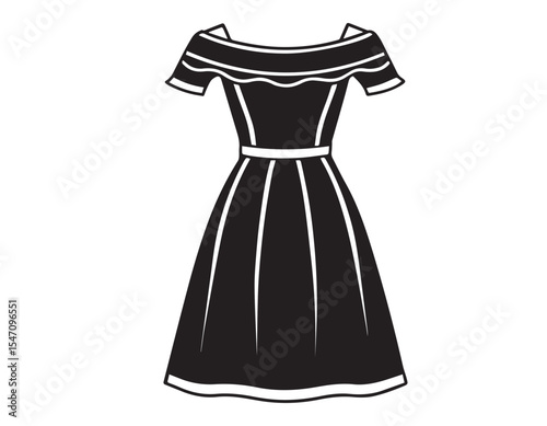 off shoulder dress sketch icon silhouette vector illustration
