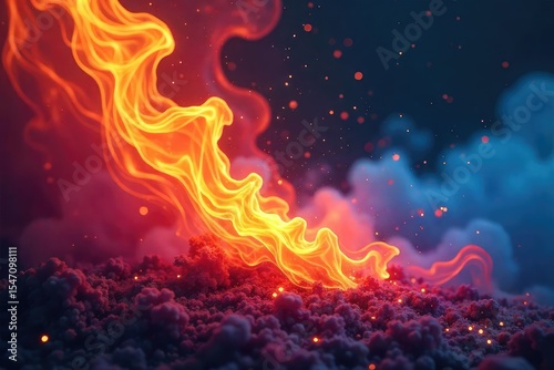 Ethereal flames dance and flicker, a mystical, burning energy emanating from an unseen source The vibrant hues suggest a potent, otherworldly flammability , supernatural, fantasy, universe