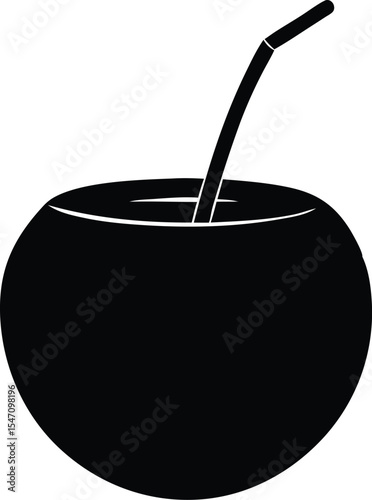  a fresh coconut silhouette vector