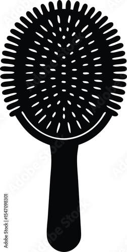  round hairbrush with many bristles silhouette vector