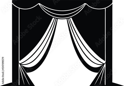 elegant black and white curtain silhouette vector