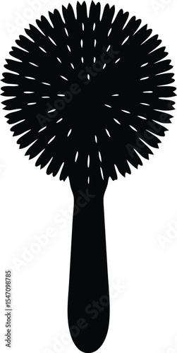  round hairbrush with many bristles silhouette vector
