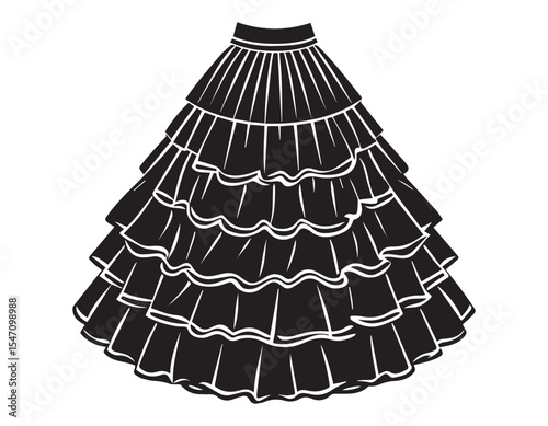 Elegant Layered Ruffle Skirt Design Fashion Illustration 29a.eps