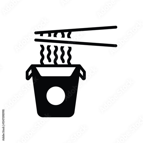 Black solid icon for noodles