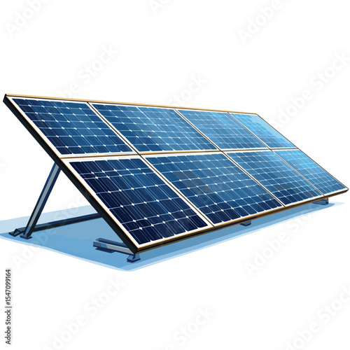 Modern solar panels, vector style simple color