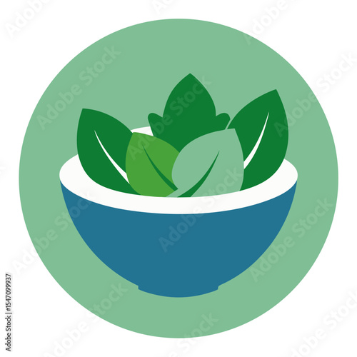 Simple green salad in a bowl icon illustration