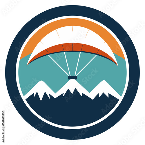 Paragliding over mountains adventure sports icon