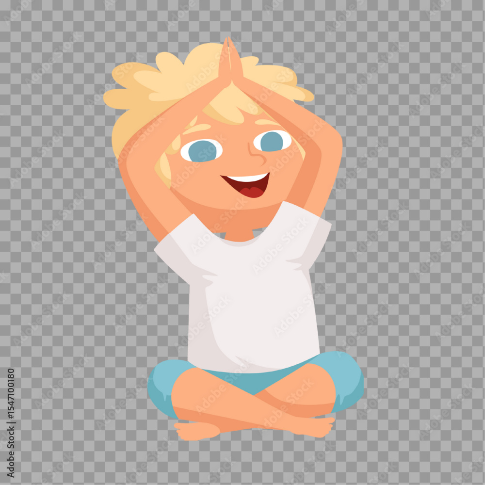 Happy Cartoon Boy Practicing Yoga – Vector Child in Meditation Pose
Happy Cartoon Boy Practicing Yoga – Vector Child in Meditation Pose