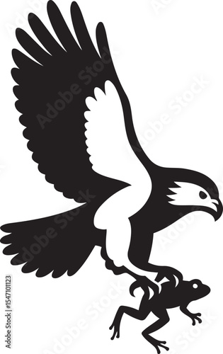 Powerful falcon in flight carrying prey, Predator bird mid air capture