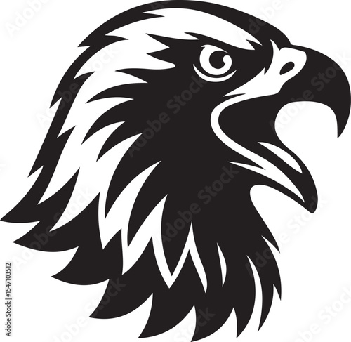 Powerful eagle head silhouette perfect for logos and graphics, Bold raptor face design