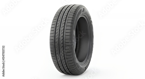 Car Tire on White Background in Studio Shot