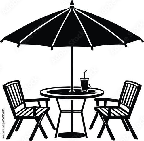 beach chairs and umbrella