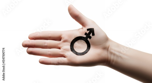 Holding Man Symbol on Palm of Hand on White Background