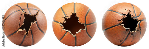 Isolated Basketballs with Holes on Transparent Background for Design