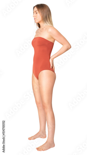 Woman in swimsuit png mockup one-piece summer apparel full body