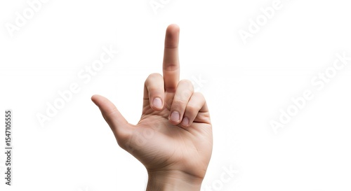 Hand Gesture Showing Middle Finger on White Background