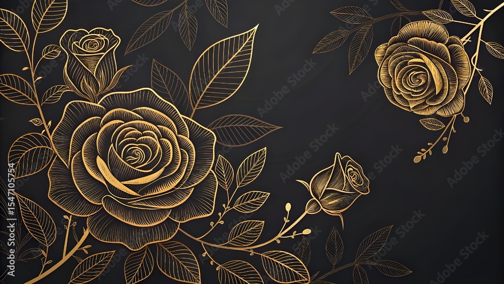 Fototapeta Golden Elegance:
Intricate Rose Silhouettes