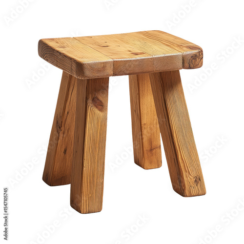 Wooden Stool Isolated on Transparent Background for Creative Projects