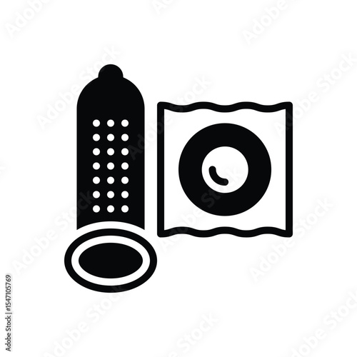 Black solid icon for condom