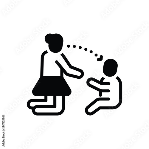 Black solid icon for mother to child
