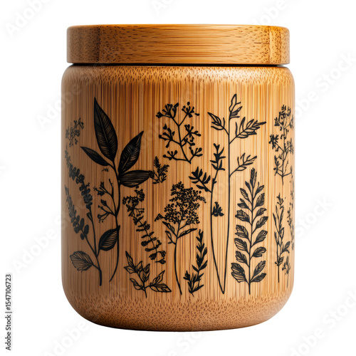 Isolated Jar with Floral Design on Transparent Background for Display