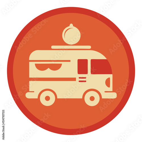Retro food truck icon in circle badge design