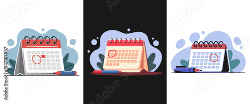 Desk Calendar with Marked Dates for Schedule Planning, Event Management, Important Appointments, and Business Organization Concepts