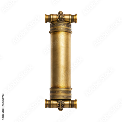Antique scroll with ornate details, isolated on a transparent background