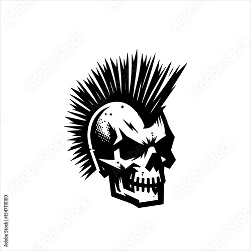 Black and White Punk Rock Vector Logo Isolated on White Background

