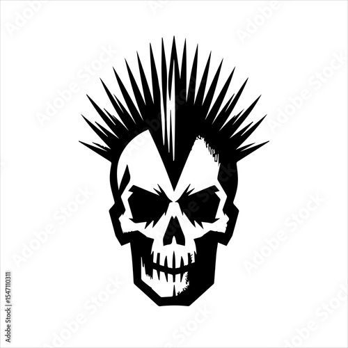 Black and White Punk Rock Vector Logo Isolated on White Background

