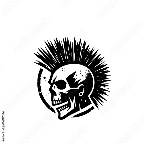 Black and White Punk Rock Vector Logo Isolated on White Background

