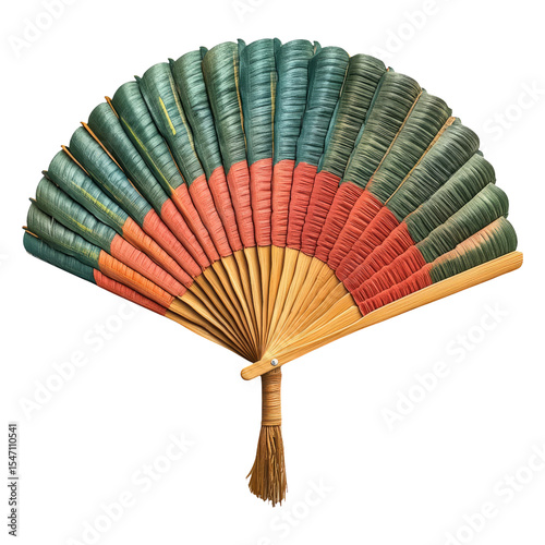Elegant Hand Fan Isolated on Transparent Background for Design Use
