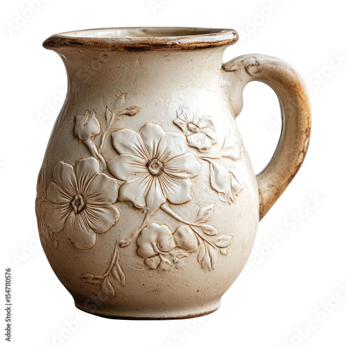 Vintage Ceramic Jug Isolated on Transparent Background for Design