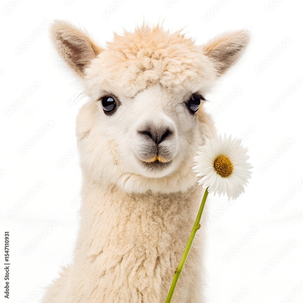Fototapeta premium Alpaca with Flower