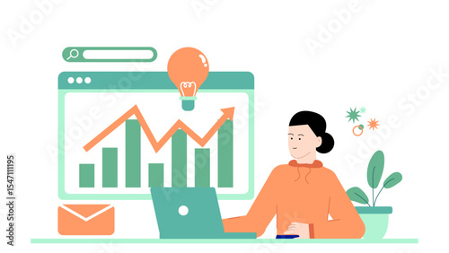 Person analyzing upward trending data on a laptop, perfect for business presentations, financial reports, technology blogs, and educational materials.