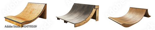 Three Skateboard Ramps Isolated on a Transparent Background for Design Use