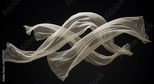 Floating Fabric Against Black Background