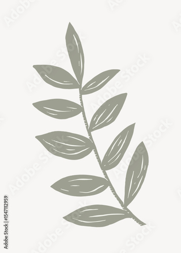 Green leaf illustration collage element vector