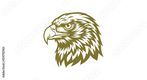 A high-resolution, vector-style logo of an eagle head in minimalist design. The eagle is depicted in a bold side profile with a sharp beak, intense eye, and clean contour lines. 