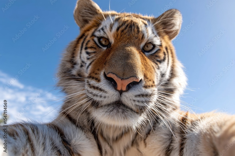 Fototapeta premium Close-up view of a tiger's face.