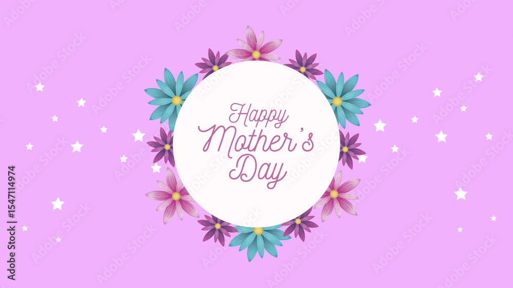 
happy mothers day lettering with flowers around