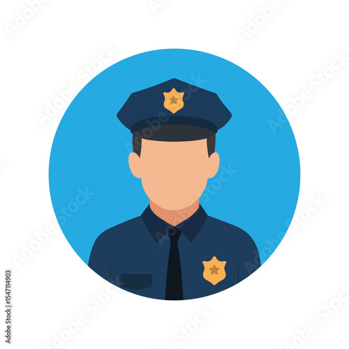 Male Police Officer Faceless Avatar Round Icon